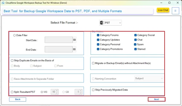 choose PST in the Select File