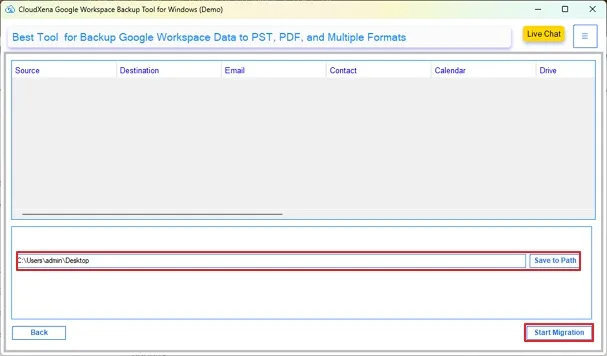 browse and specify the destination path